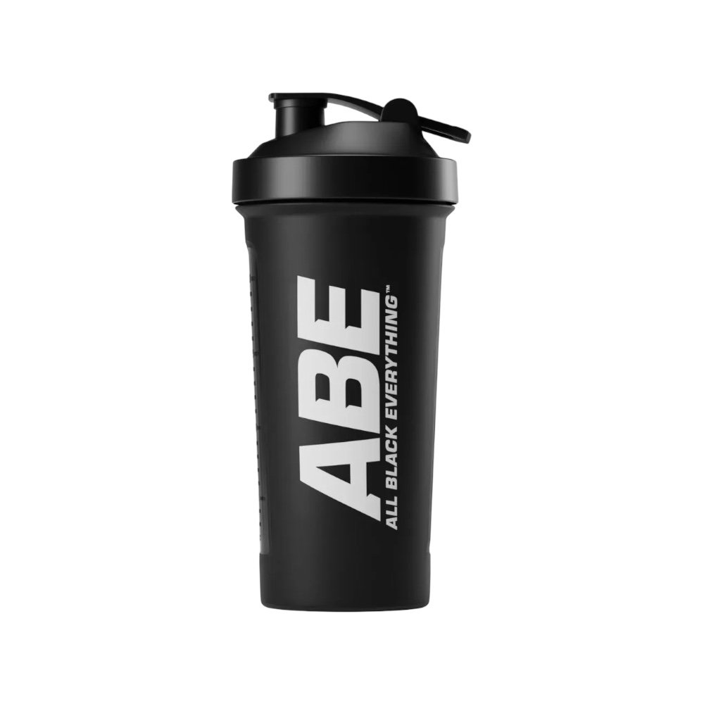 Abe All Black Everything Plastic Shaker Black Applied Nutrition 700ml