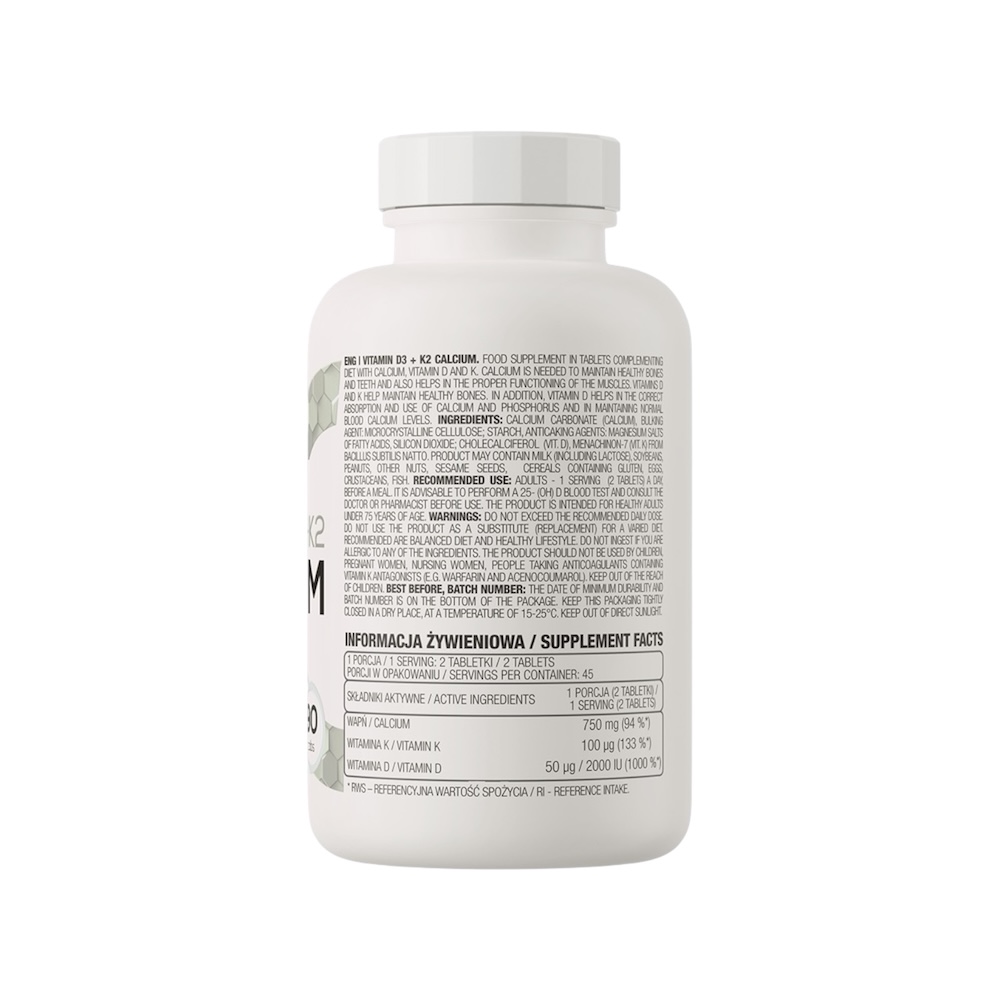 Vitamin D3 K2 Calcium Ostrovit Info 90 Tabs