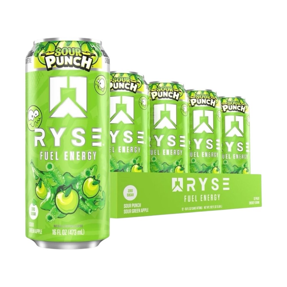 Sour Punch Green Apple Ryse Fuel Energy Drink Ryse Supps 12x500ml