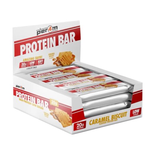 Caramel Biscuit Protein Bars Box Per4m Nutrition 12x 62g