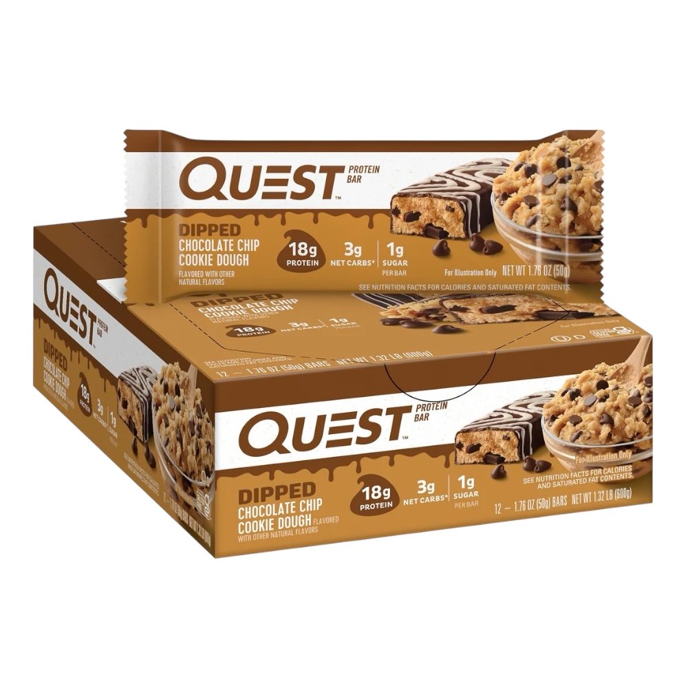 Dipped Chocolate Chip Cookie Dough Quest Protein Bar 12x50g