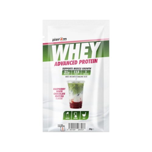 Raspberry White Chocolate Matcha Per4m Better Whey Advanced Protein Sachet 30g