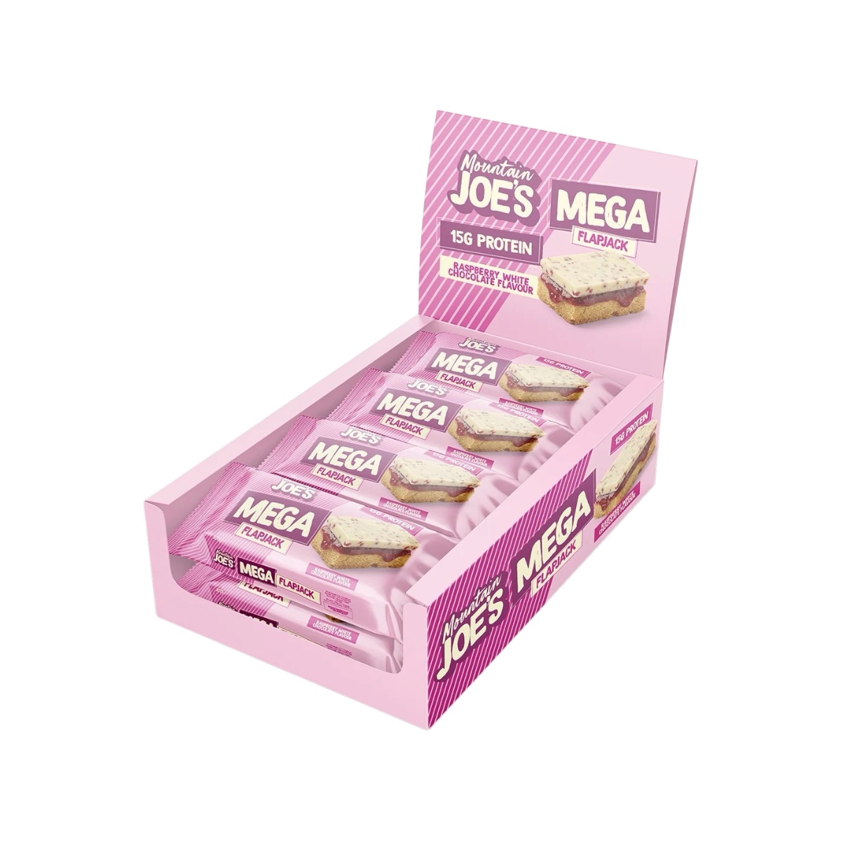 Raspberry White Chocolate Mountain Joes Mega Flapjack 12 X 100g
